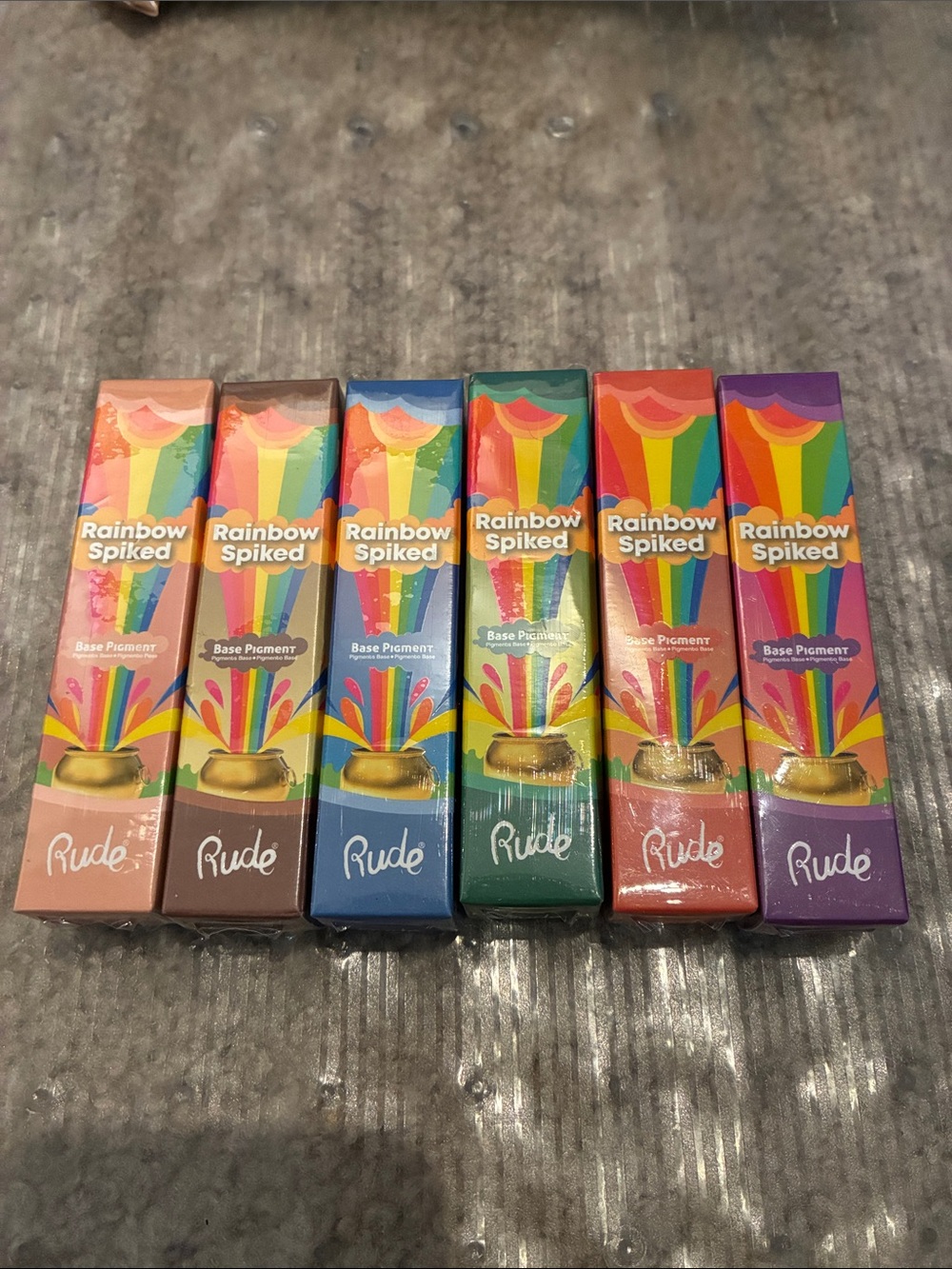 RUDE Rainbow Spiked Base Pigment Set - Pink, Brown, Blue, Green, Orange, Purple